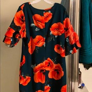 Dark turquoise green/blue midi dress